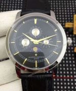 Vacheron Constantin Traditionelle Moonphase Black Dial Black Leather Copy Watches